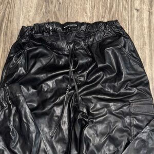 Almost Famous Black Faux Leather Cargo Pants